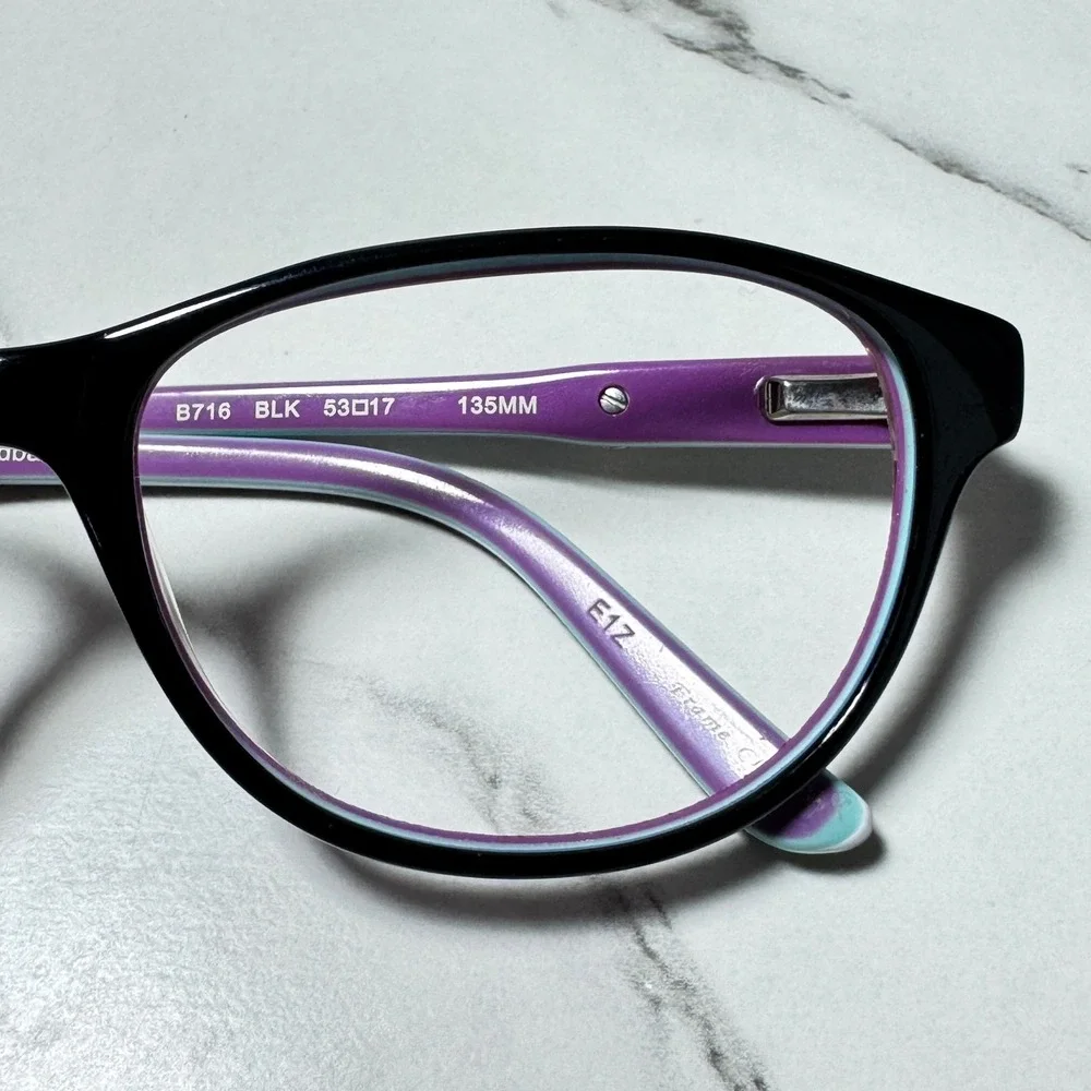 Ted Baker B716 BLK Eyeglasses Black Purple Teal Bow Accent Frames 53-17-135